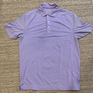 Vineyard Vines performance polo. Size M. Pink with purple stripes.